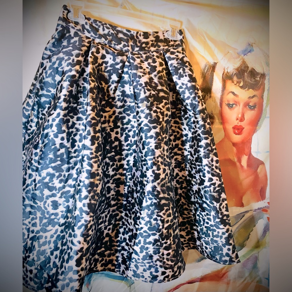 Satin Leopard Print Circle skirt